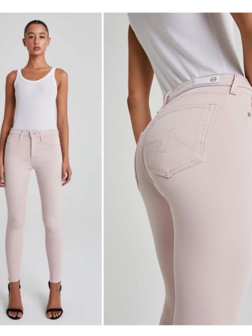 NWT AG Farrah Ankle Seamless High Rise Skinny Jeans Pink Size 23